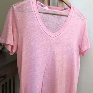 Linen knit V neck tee Burberry Brit Coral